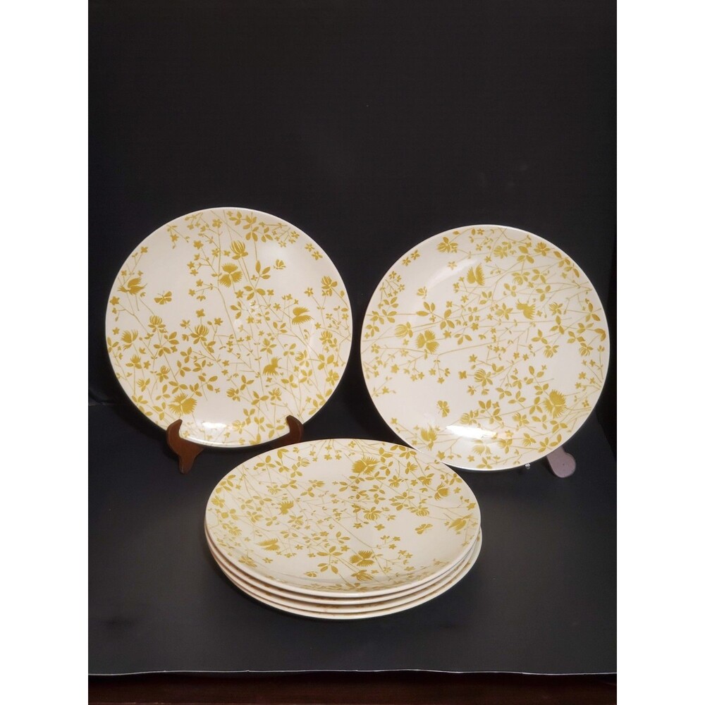 Sheffield Ironstone Golden Meadow Plates Dinner 10" Vtg 6 Pc Set Yellow Floral